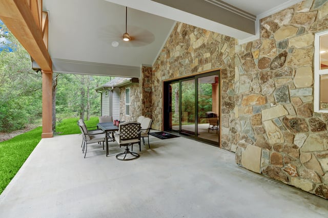 Custom home back patio sliding doors