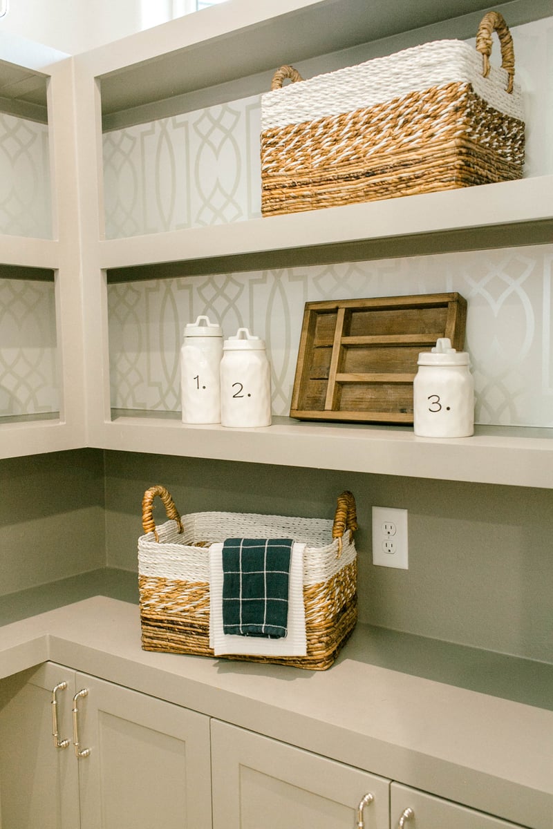 pantry with built-in cabinets