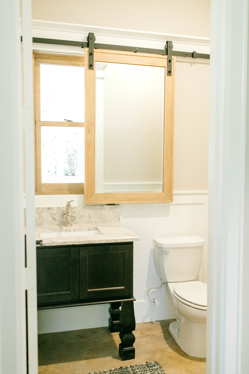 bathroom barndoor mirror