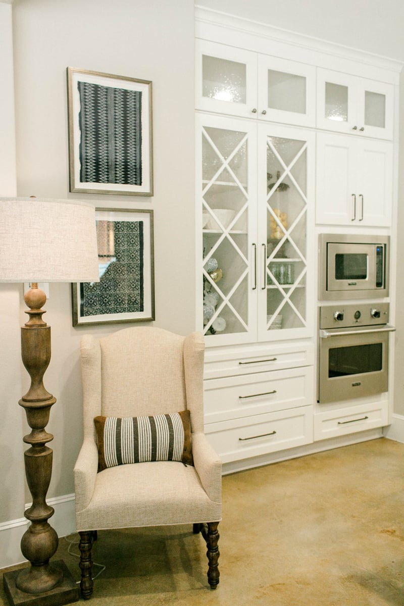 chair and lamp in kitchen