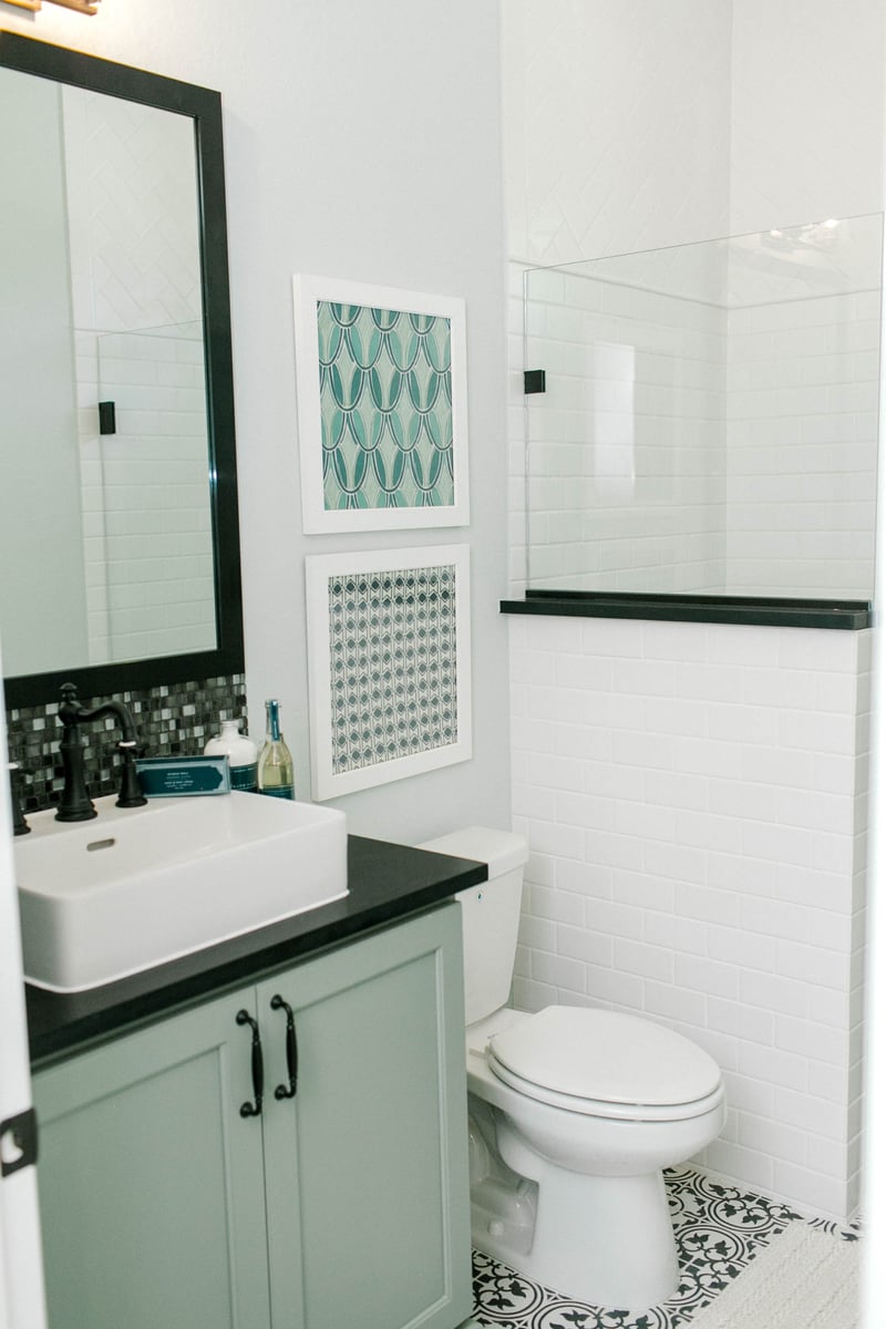 Guest bathroom subway tile