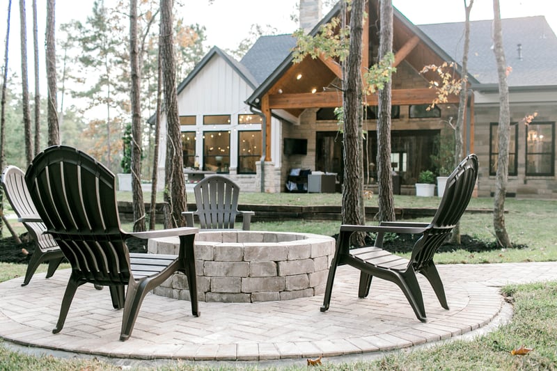 custom fire pit in woods