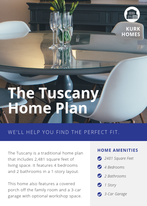 The Tuscany Plan | Kurk Homes Design